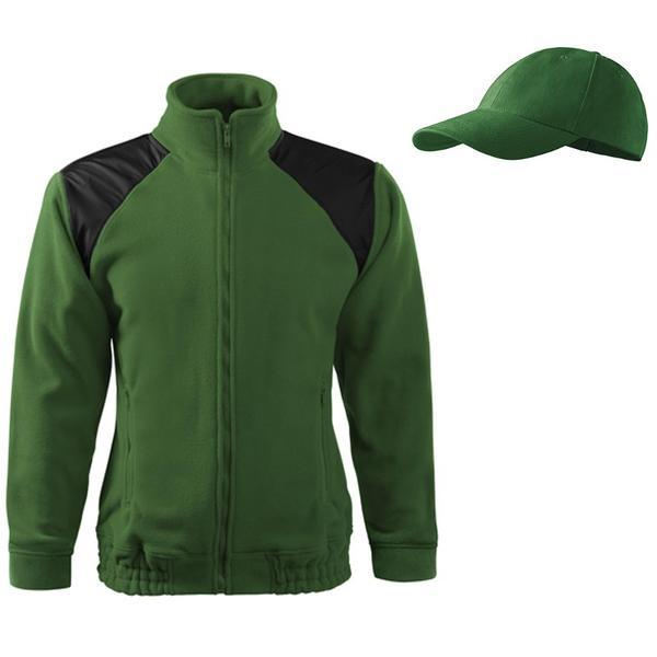 Jacheta verde sticla fleece barbati + sapca, mar.l