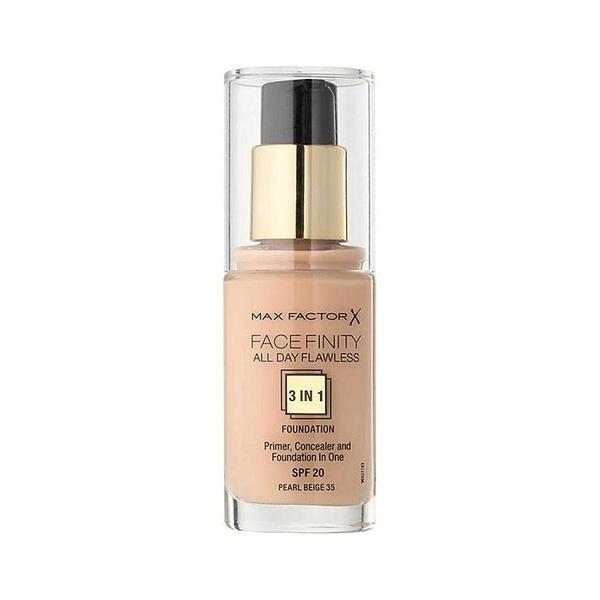 Fond de Ten 3 in 1- Max Factor Face Finity All Day Flawless 3 in 1 Foundation SPF 20, nuanta 35 Pearl Beige, 30 ml