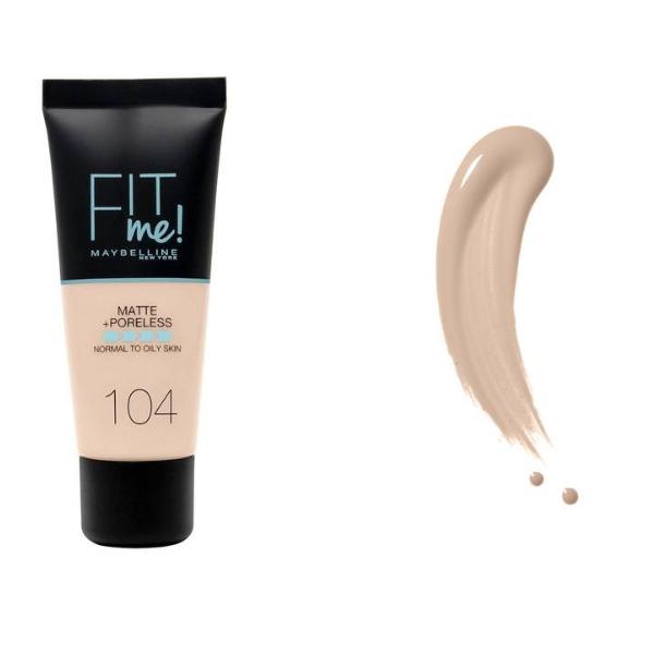 Fond de Ten – Maybelline Fit Me! Matte + Poreless Normal to Oily Skin, nuanta 104 Soft Ivory, 30 ml 104