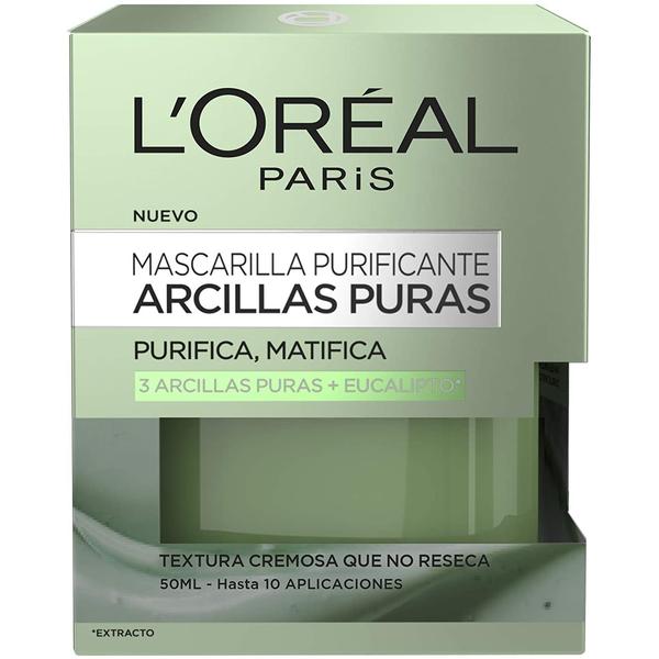 Masca Faciala Purifianta cu Argila si Ecalipt - L'Oreal Paris Mascarilla Purificante Arcillas Puras 3 Argillas Puras + Eucalipto, 50 ml