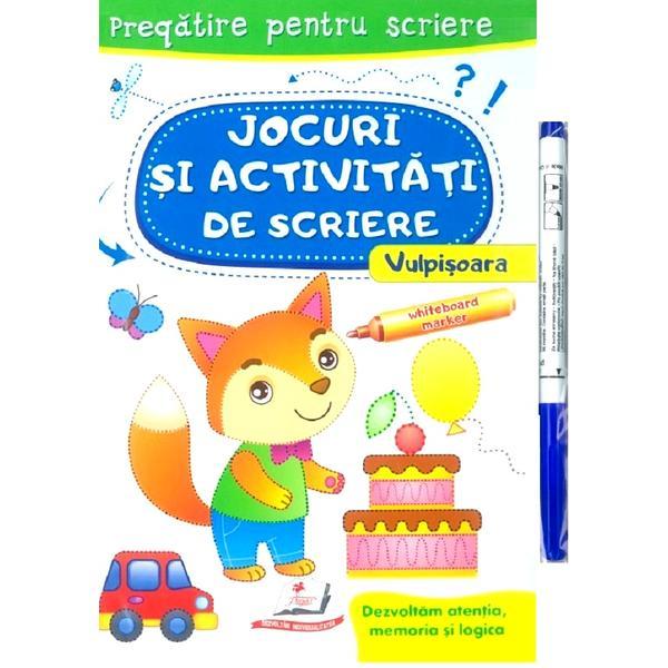 Scrie si sterge: vulpisoara. jocuri si activitati de scriere. caiet refolosibil + whiteboard marker