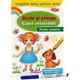 Scrie si sterge: fetite creative. caiet refolosibil + whiteboard marker