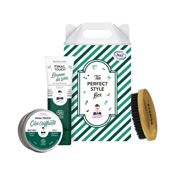 Set ingrijire barba Perfect Style Monsieur BARBIER, Balsam FINAL TOUCH 2-in-1 barba si par 75ml, Crema finisare FINAL TOUCH 75ml, Perie vegana, 100% natural 100