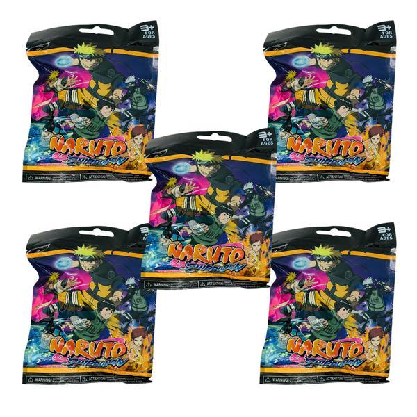 Kit 5 plicuri shop like a pro® naruto shippuden cu figurina si cartonase surpriza, mistery box, albastru