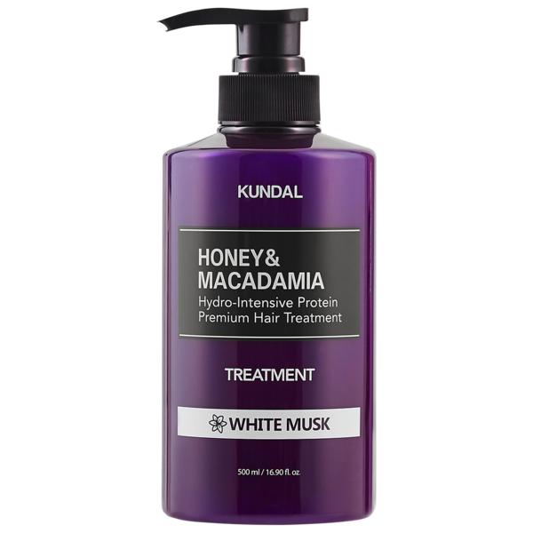 Tratament Hipoalergenic pentru Par Extra Hidratant cu Proteine si Parfum de Mosc – Kundal Honey & Macadamia Treatment White Musk, 500 ml Beauty Jar