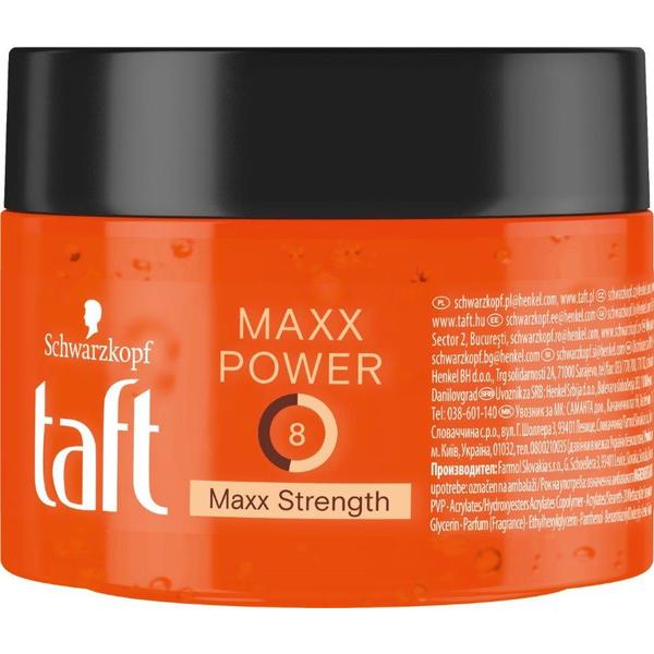 Gel de Par cu Fixare Maxima si Rezistenta - Schwarzkopf Taft Maxx Power Maxx Strenght 8, 250 ml