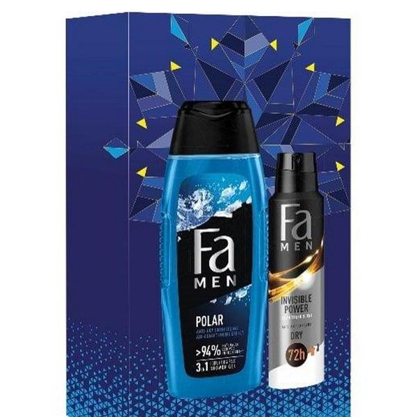 Set Cadou Fa Men - Gel de Dus Polar 3 in 1 pentru Barbati Fa Men, 400 ml + Deodorant Spray Antiperspirant Dry pentru Barbati Invisible Power 72h Fa Men, 150 ml