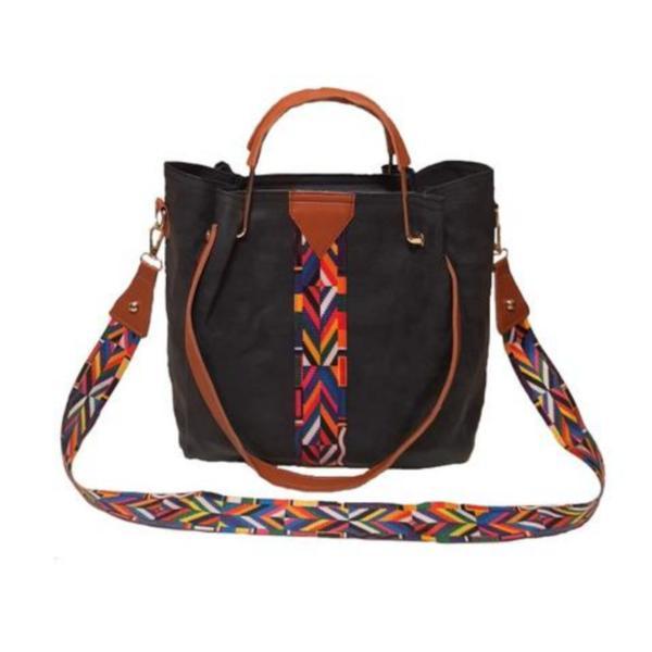 Poseta dama, piele ecologica premium, negru mat, cu motive geometrice, 30x14x30cm