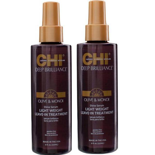 Pachet 2 x Ser Tratament Leave-In pentru Stralucire – CHI Farouk Deep Brilliance Olive & Monoi Shine Serum Light Weight Leave-In Treatment, 177ml 177ml