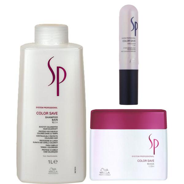 Pachet pentru par vopsit - wella sp color save: sampon 1000 ml, masca 400 ml, emulsie de neutralizare 50 ml