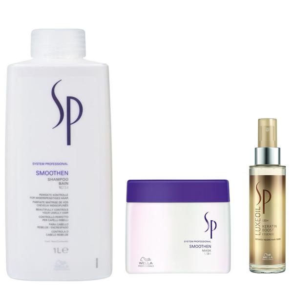 Pachet pentru Par Ondulat – Wella SP Smoothen: Sampon 1000 ml, Masca 400 ml, Spay Leave-In 100 ml esteto