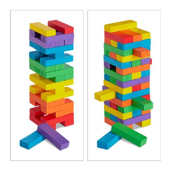Joc, turn pentru adulti si copii, de societate, 48 piese din lemn si zar, multicolor