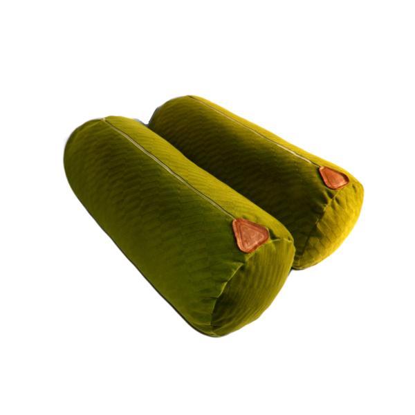 Set perne cilindrice decorative din catifea, verde, 2 bucati, 50 x 22 cm