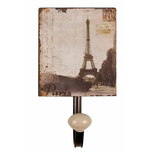 Cuier de perete din fier si ceramica paris 12 cm x 7.5 cm x 13 h