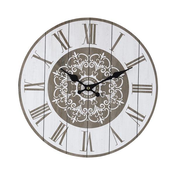Ceas de perete din lemn alb gri mandala ø 34 cm x 3.8 cm