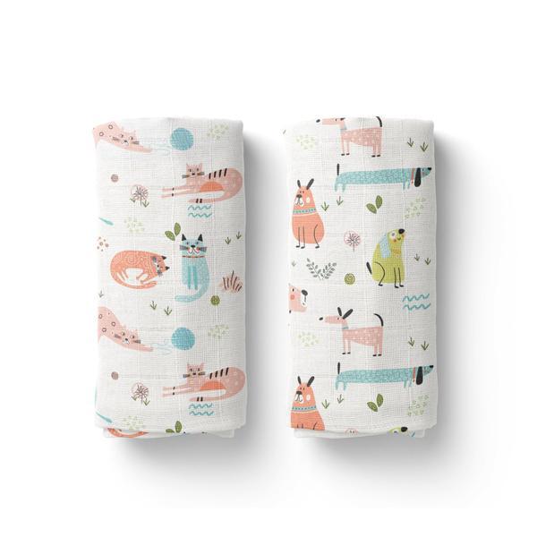 Set 2 scutece muselina organica my cats dogs - buva
