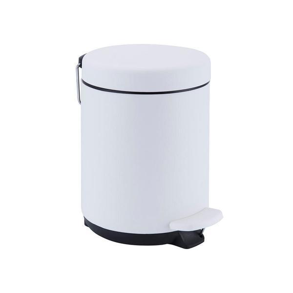 Cos de gunoi cu pedala, rotund, plastic, alb, 3 litri
