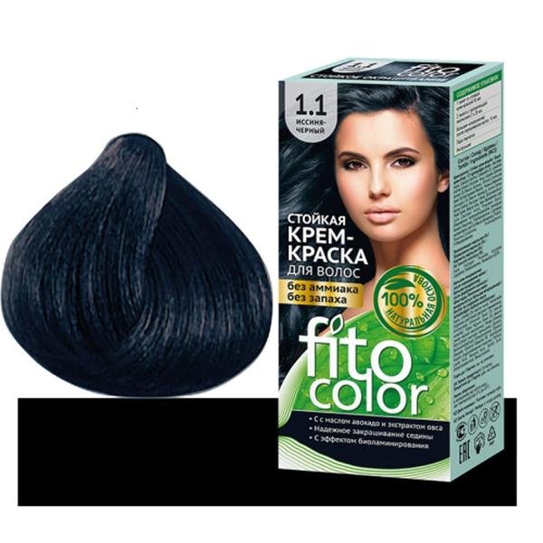 Vopsea de Par Demi-permanenta fara Miros Fitocolor 1.1 Negru-Albastrui, 115 ml