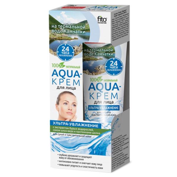 Crema aqua ultra hidratanta cu apa termala, alge marine, aloe si proteine de matase pentru ten uscat/sensibil fitocosmetic, 45 ml