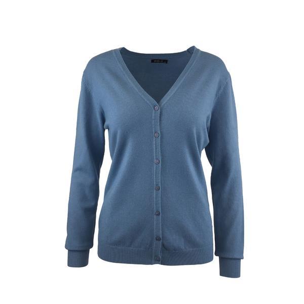 Cardigan, univers fashion tricotat fin, inchidere cu 7 nasturi, albastru cobalt, m-l
