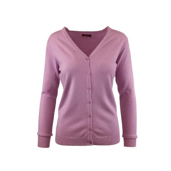 Cardigan, Univers Fashion tricotat fin, inchidere cu 7 nasturi, roz, M-L