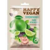 Masca Textila Tonifianta cu Lime, Busuioc si Extracte Vegetale Happy Vegan Fitocosmetic, 25 ml