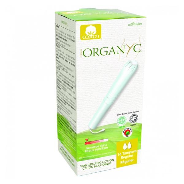 Tampoane regular din bumbac organic, cu aplicator organyc 16 buc