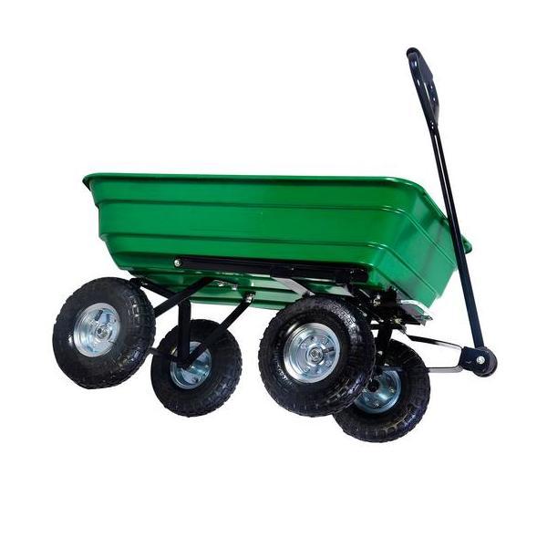 Carucior de gradina si curte, cuva basculanta, 75 l, verde, GC-018