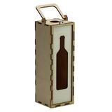 Cutie sticla de vin, sticla, lemn natur, 9.5 x 9.5 x 28.5 cm - OnemisFlot