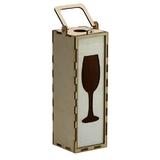 Cutie sticla de vin, pahar, lemn natur, 9.5 x 9.5 x 28.5 cm - OnemisFlot