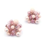 Cercei roz pal rotunzi cu perle, Zia Fashion, Little Pink Drops