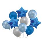 Set 10 baloane Aniversare, Albastru si Alb 