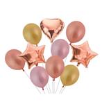 Set 10 baloane Aniversare, Roz si Auriu
