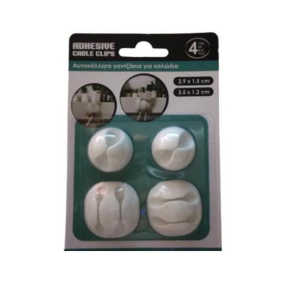 Set 4 Cleme pentru Organizarea Cablurilor Autoadezive , Alb
