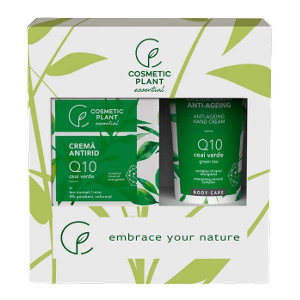 Set Cadou Essential Antirid Cosmetic Plant – Crema Antirid de Zi Q10 si Ceai Verde, 50 ml + Crema de Maini Anti-Ageing Q10 si Ceai Verde, 100 ml Cosmetic Plant imagine noua