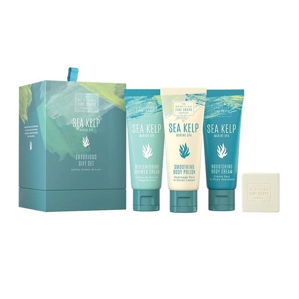 Set cadou Sea Kelp - Marine Spa Luxurious Gift Set, cu 75 ml Cremă de duș de completare, 75 ml lac de corp netezitor, 75 ml Cremă de corp nutritivă, baton de curățare de 40 g.