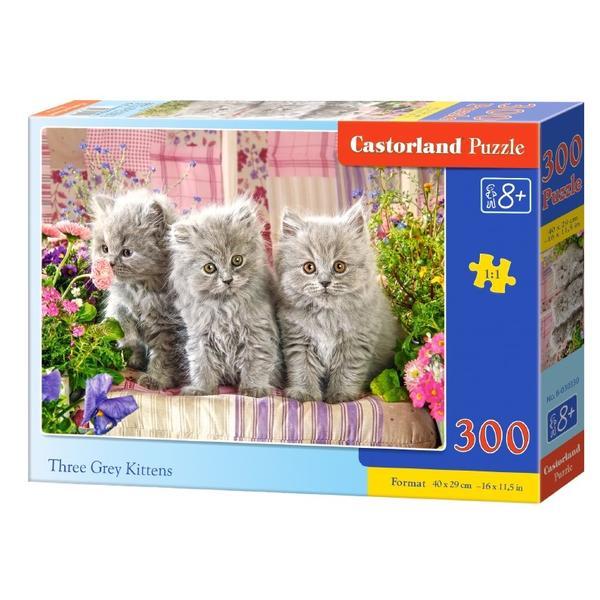 Puzzle 300. three grey kittens