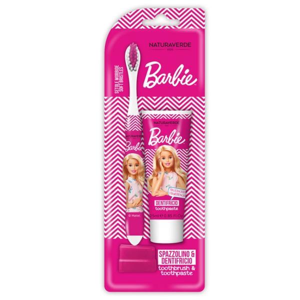 Set periuta si pasta de dinti copii barbie, naturaverde 25ml