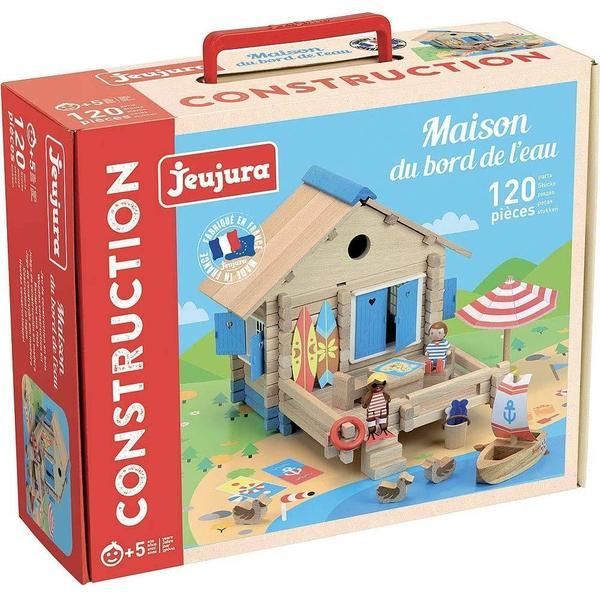 Set de constructie din lemn casuta la plaja - 120 piese - jeu jura