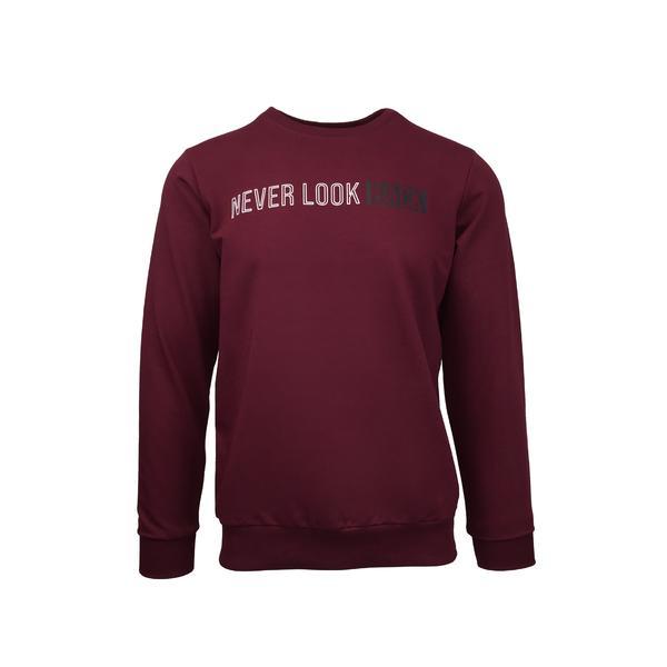 Bluza sport pentru barbat, univers fashion, decolteu la baza gatului, imprimeu 'never look back', grena, xl
