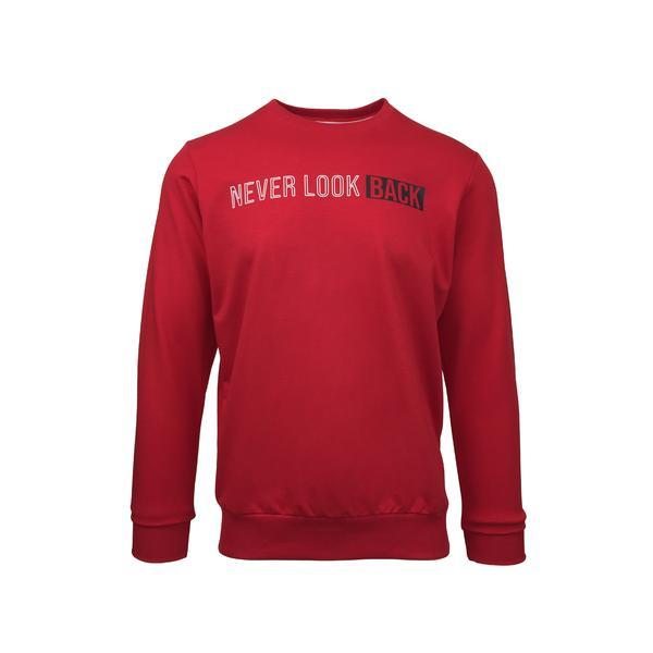 Bluza sport pentru barbat, Univers Fashion, decolteu la baza gatului, imprimeu &#039;Never Look Back&#039;, rosu, XL