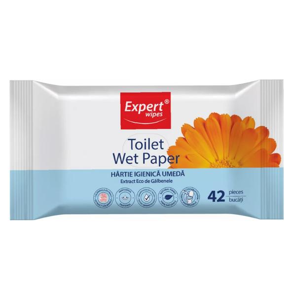 Hartie igienica umeda cu extract eco de galbenele - expert wipes toilet wet paper, 42 buc