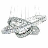 Candelabru Pendul Lumina Led Rotund, Pandantiv de cristal din sticla, cu trei inele (80 + 60 + 40cm)