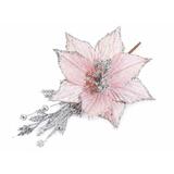 Craciunita artificiala roz cu sclipici argintiu Decorer 28 cm
