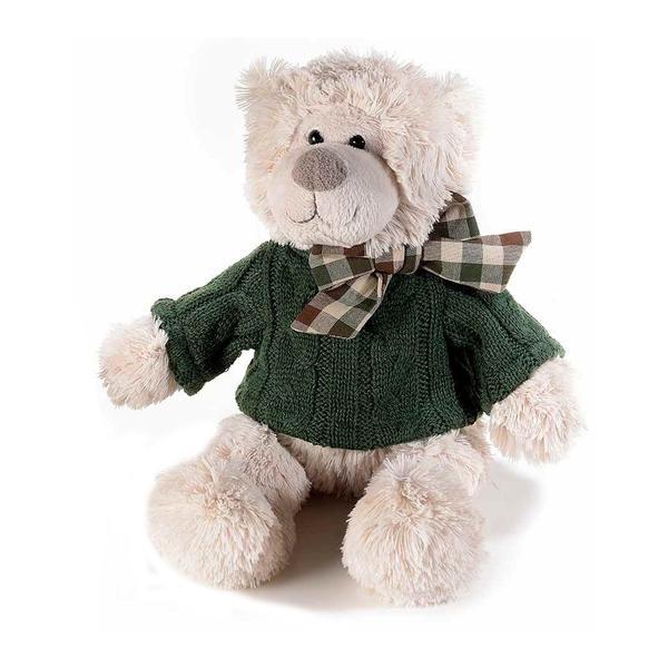 Figurina ursulet din textil crem verde decorer 18x14x30 cm