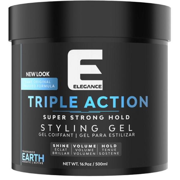 Gel de par pentru stilizare cu fixare puternica - elegance triple action super strong hold styling gel earth, 500 ml