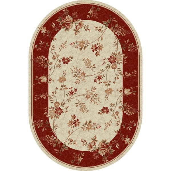 Covor modern, lotos 551, crem / rosu, oval, 120x170 cm, 1800 gr/mp