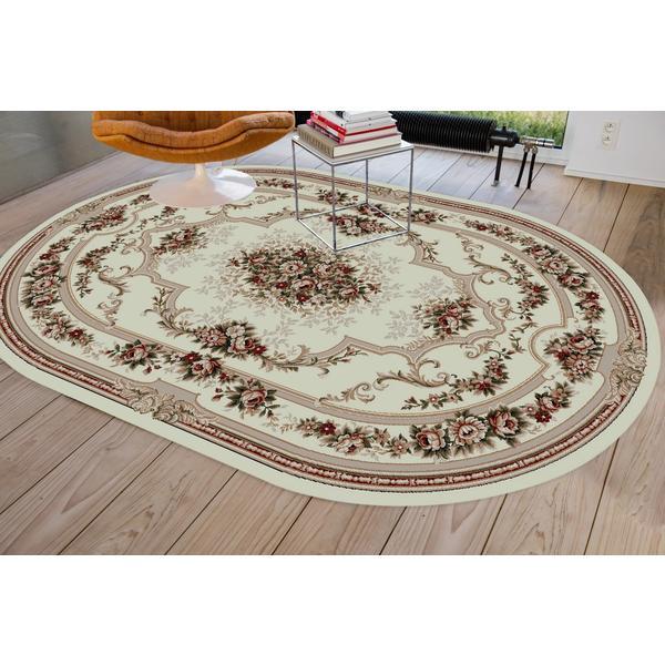 Covor clasic, lotos 574, crem / bej, oval, 60x110 cm, 1800 gr/mp