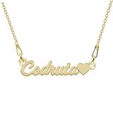 Colier Argint Placat cu Aur 24 karate, Inimioara, Nume Codruta, BijouxMAG, 45 cm