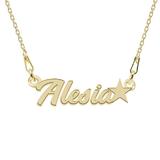 Colier Argint Placat cu Aur 24 karate, Steluta, Nume Alesia, BijouxMAG, 45 cm